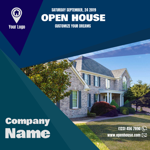 Geometric Shapes and Photo of Open House Property Template